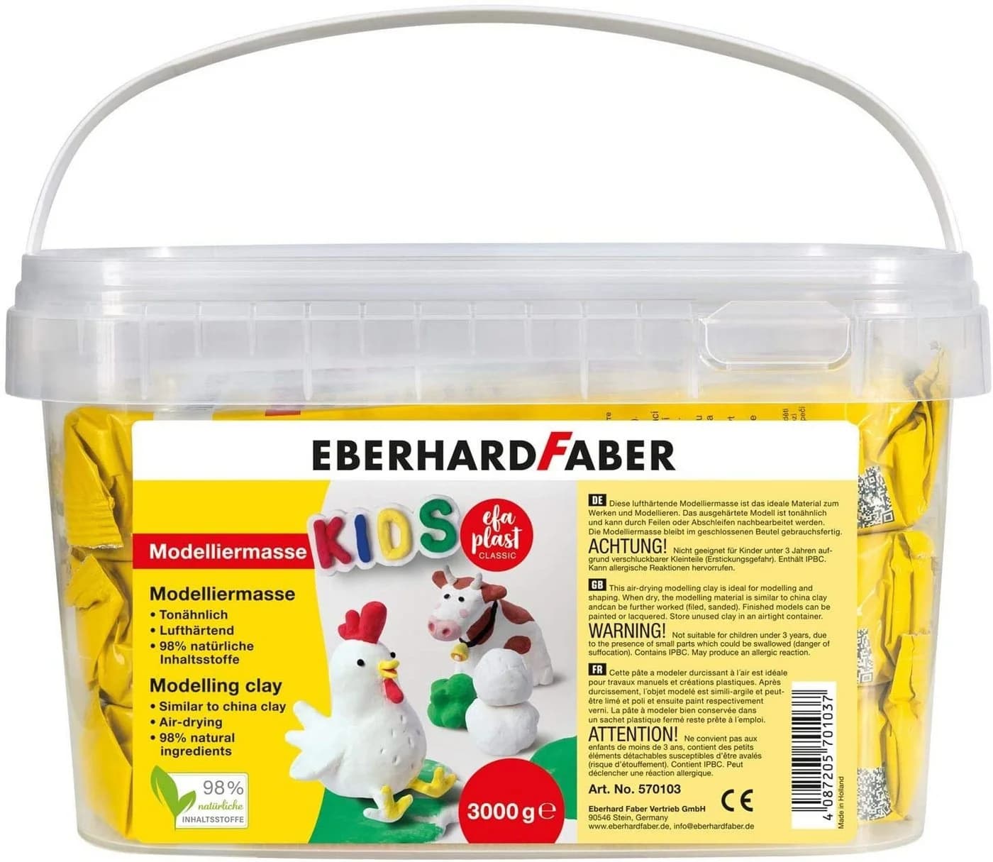 Eberhard Faber EFA PLAST classic Kids Modelliermasse 3kg Weiß - Bild 2