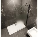 Duschparadies Duschwand 8mm Milchglas Streifen Schwarz Aluminium Bild 1