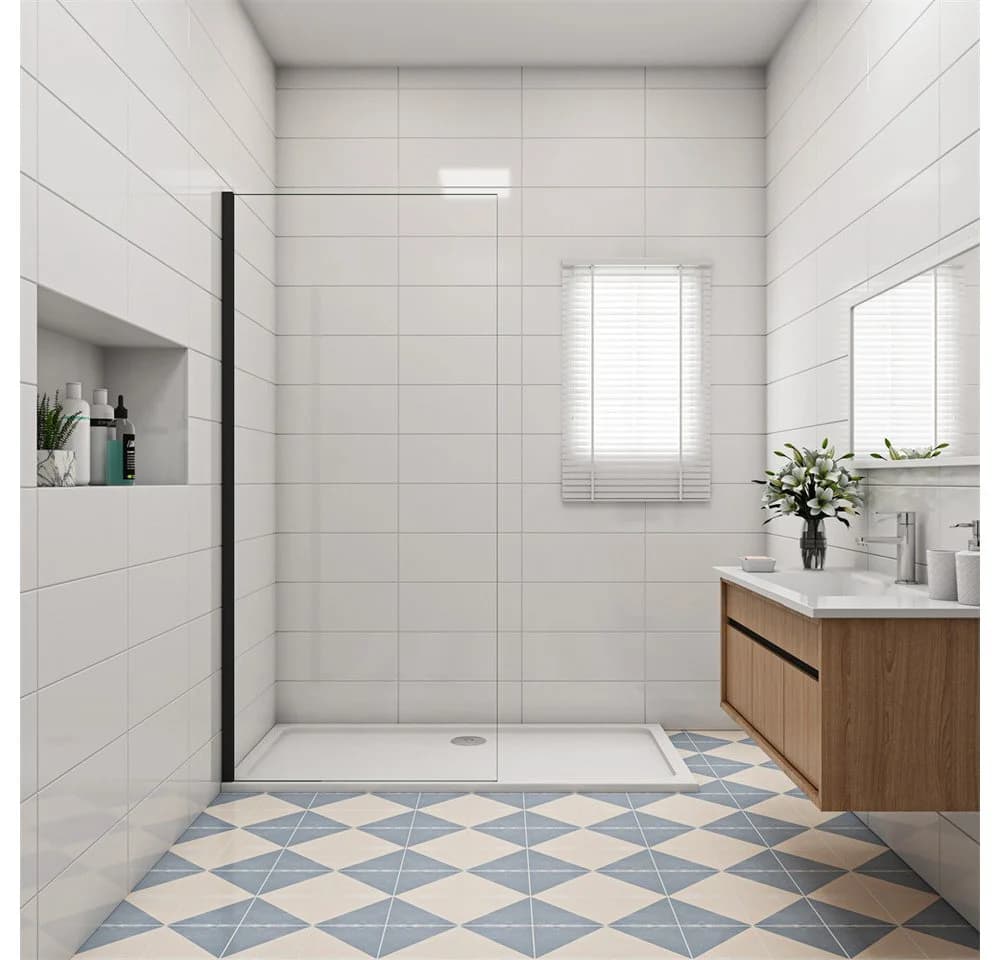 Duschparadies Duschwand 8mm ESG Klarglas EasyClean NanoGlas Schwarz - Bild 2