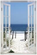Wallario Sichtschutzzaunmatte Strand-Motiv mit Fenster-Illusion Bild 2