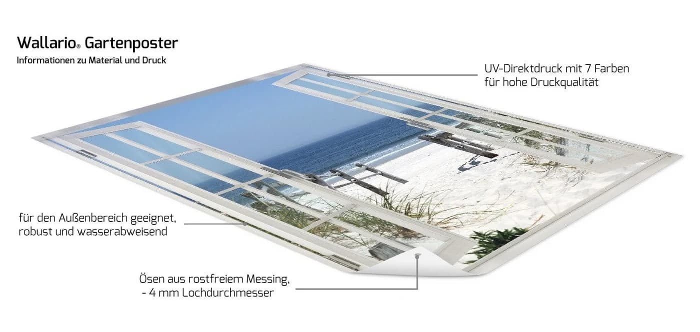 Wallario Sichtschutzzaunmatte Strand-Motiv mit Fenster-Illusion - Bild 4