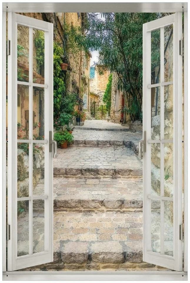 Wallario Sichtschutzzaunmatte Alte steinerne Gasse Südfrankreich Kunststoff - Bild 2