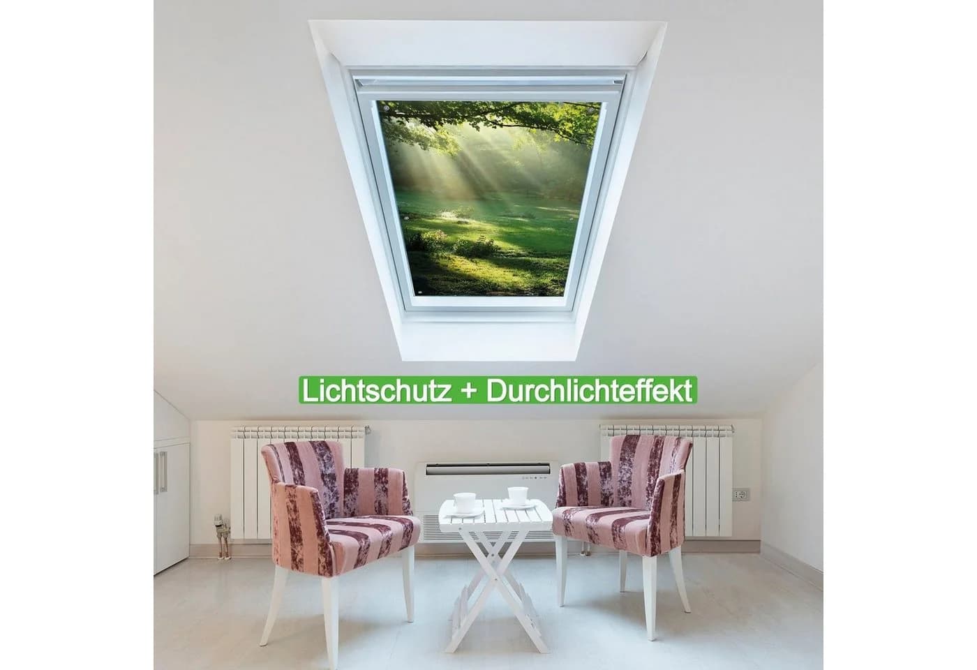 Wallario Fensterbild Sonnenschutz Sonnenstrahlen im Wald Polyester