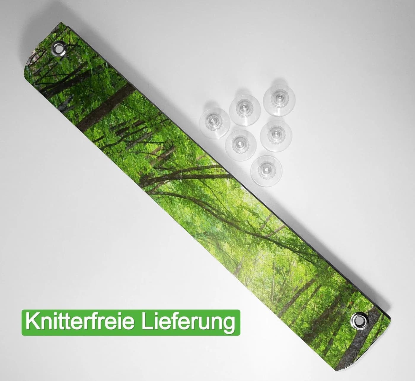 Wallario Sonnenschutz Fluss im Wald Grün Weiß mit Saugnäpfen - Bild 3