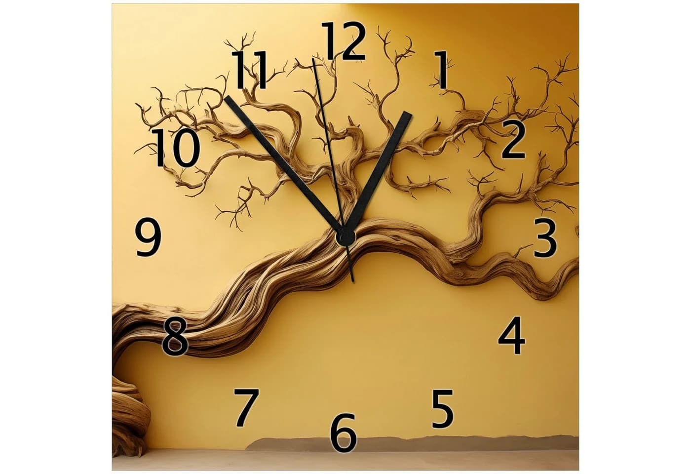 Wallario Wanduhr Lebensbaum Skulptur Glasuhr Gelb - Bild 2