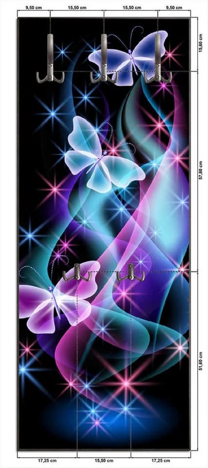 Wallario Garderobenpaneel Schmetterlinge Bunt Modern - Bild 4