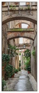 Wallario Garderobenpaneel Grüne italienische Gasse mit alten Bögen Holz Bild 2