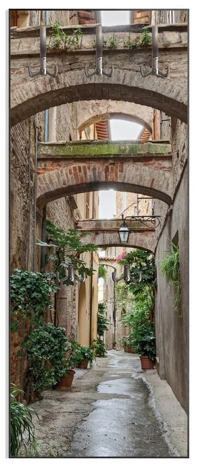 Wallario Garderobenpaneel Grüne italienische Gasse mit alten Bögen Holz - Bild 2