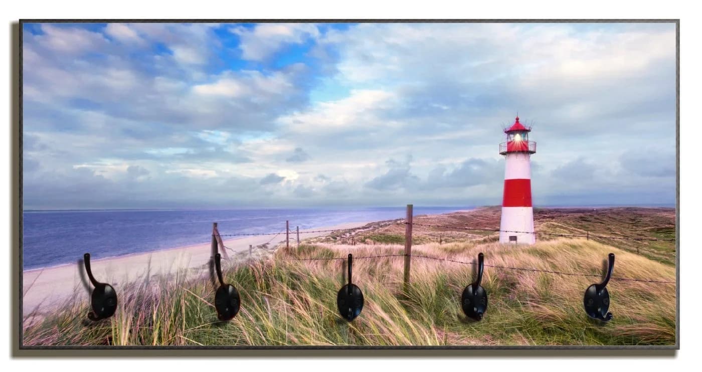 Wallario Garderobenpaneel Leuchtturm am Strand von Sylt Holz - Bild 2