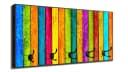 Wallario Garderobenpaneel Bunte Holzstreifen mit Haken Bild 1
