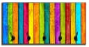 Wallario Garderobenpaneel Bunte Holzstreifen mit Haken Bild 2