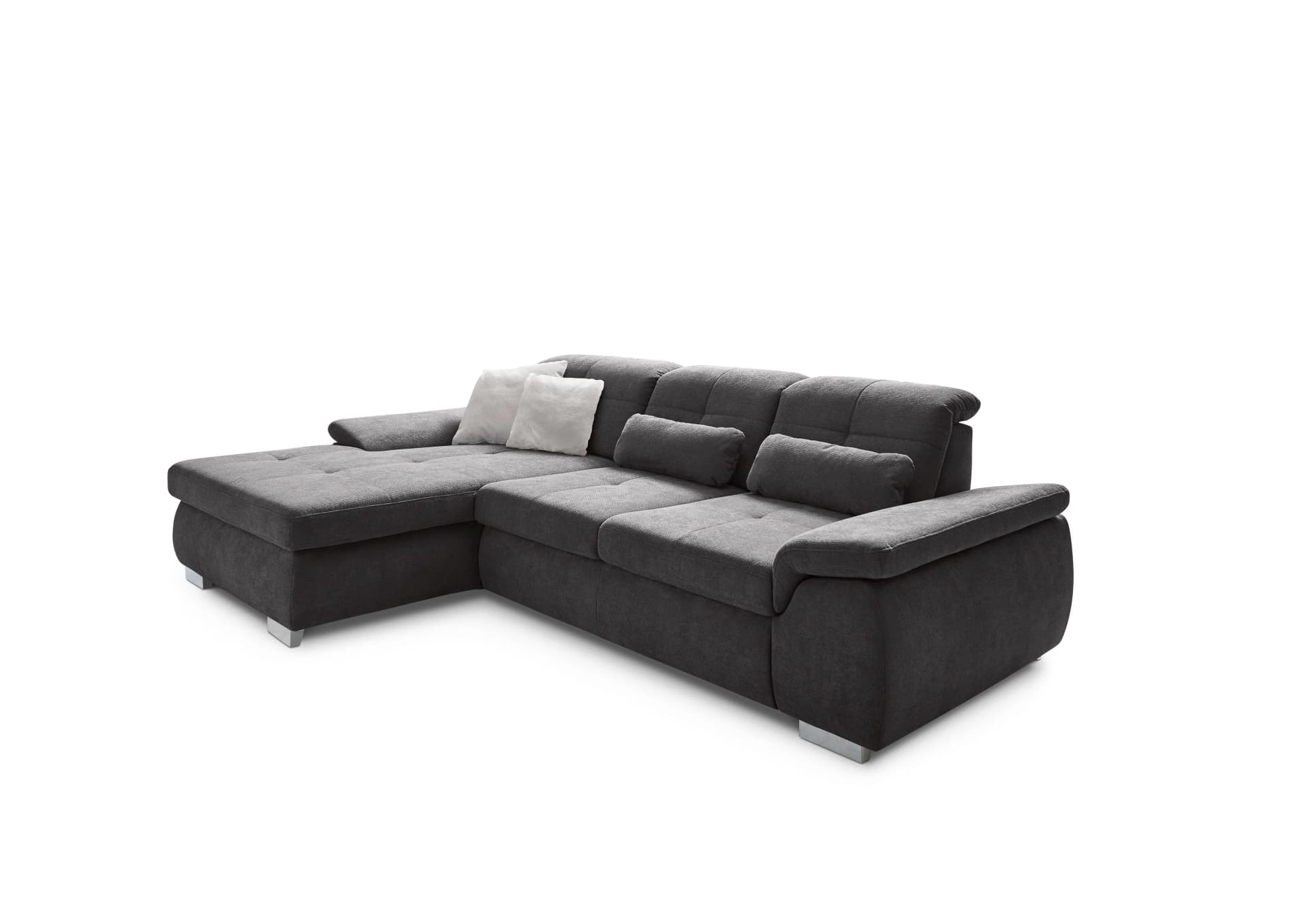 Ecksofa DIE PLANBAR Anthrazit mit Sitztiefenverstellung und Bettfunktion