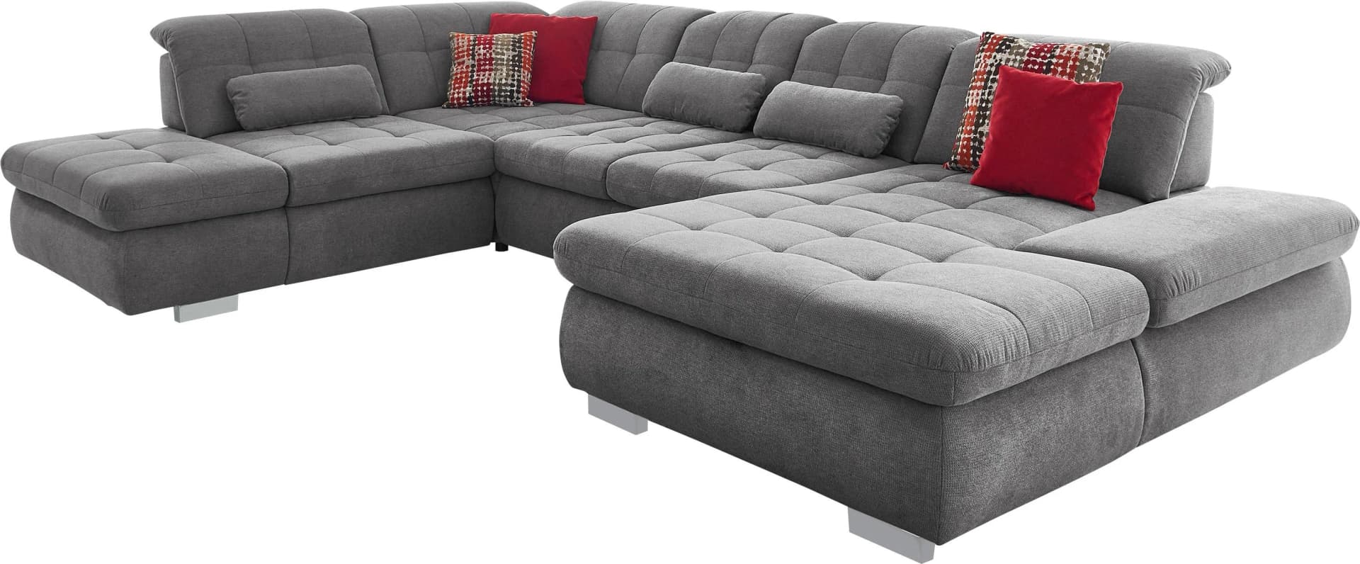Wohnlandschaft DIE PLANBAR U-Form Grau Microfaser