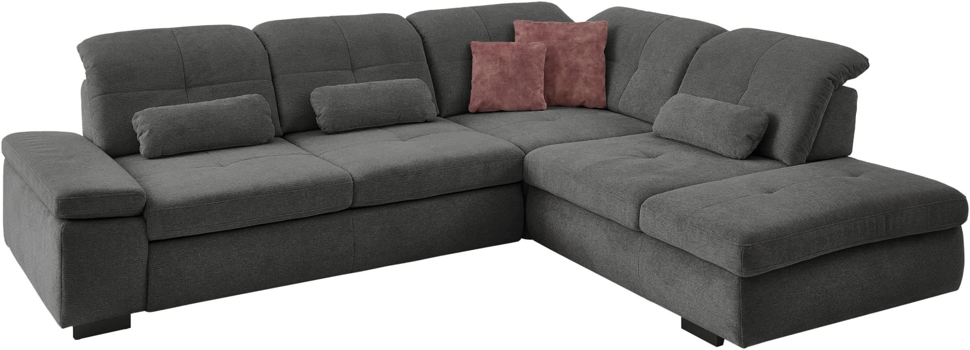 Ecksofa DIE PLANBAR L-Form Grau Chenille mit Sitztiefenverstellung