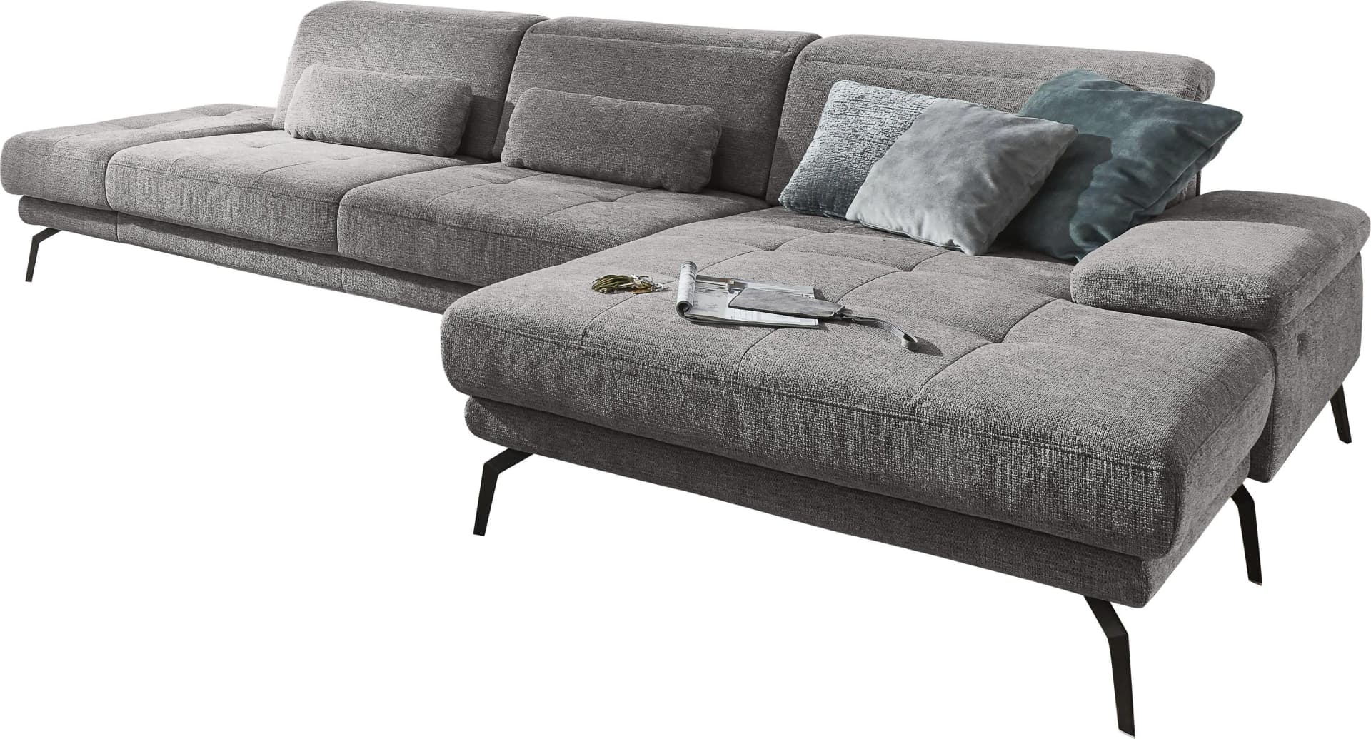 Modernes Ecksofa in Grau aus Polyester