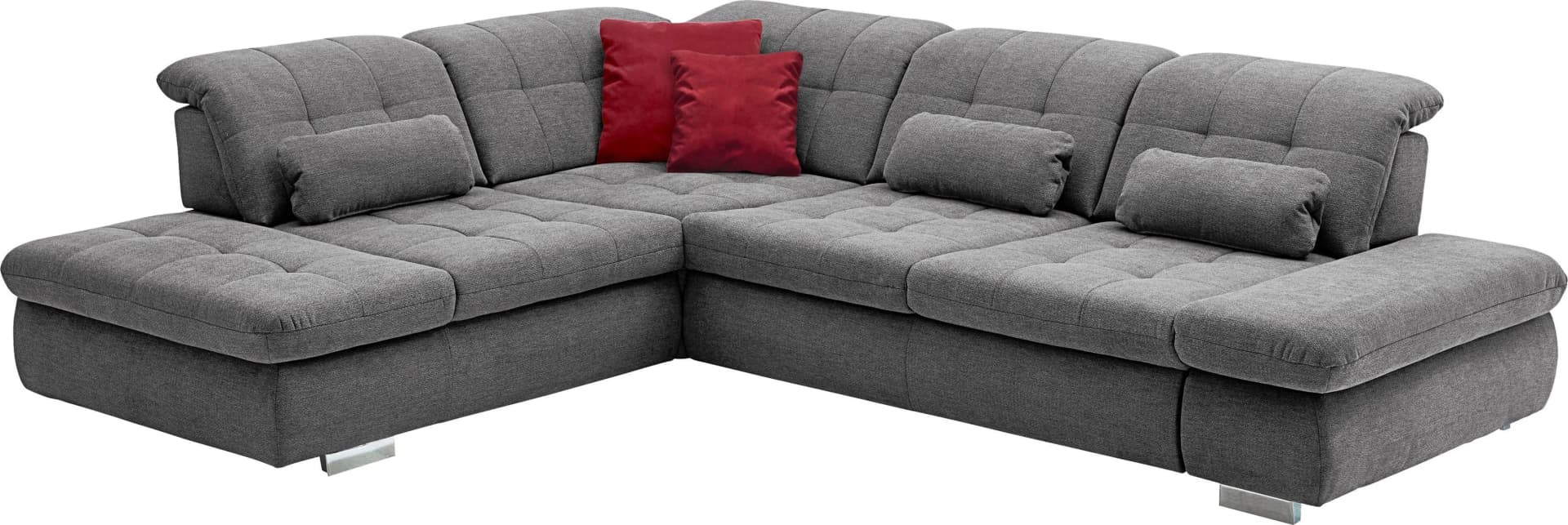 DIE PLANBAR Ecksofa L-Form Grau mit Sitztiefenverstellung