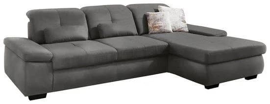 Ecksofa DIE PLANBAR L-Form Grau mit Sitztiefenverstellung