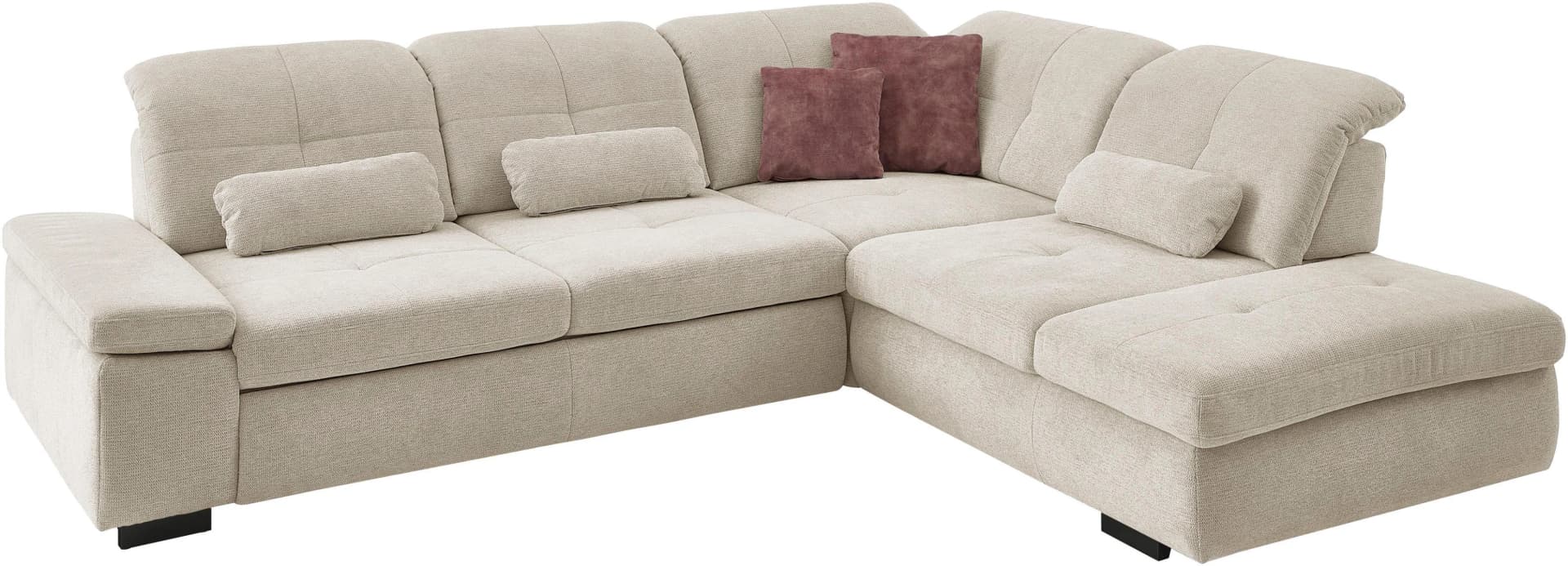 Ecksofa DIE PLANBAR L-Form Beige Kaltschaum mit Sitztiefenverstellung