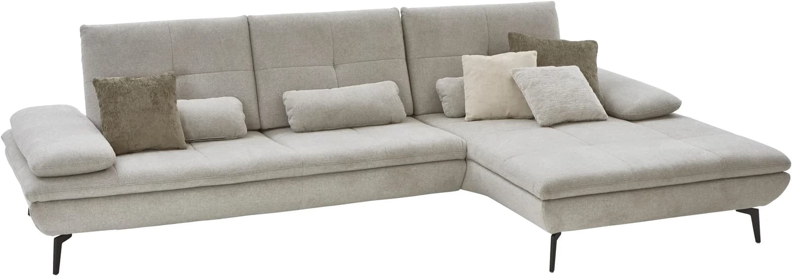 Ecksofa DIE PLANBAR L-Form Beige mit Sitztiefenverstellung