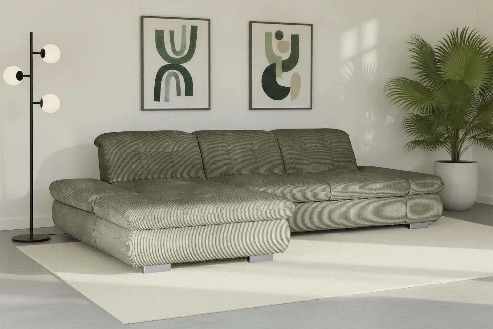 Ecksofa DIE PLANBAR mit Bettfunktion und Sitztiefenverstellung