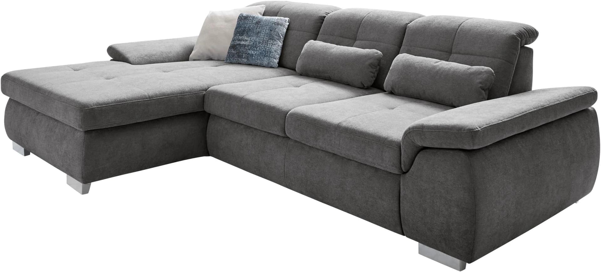 Ecksofa DIE PLANBAR mit Sitztiefenverstellung und Federkern-Polsterung, grau