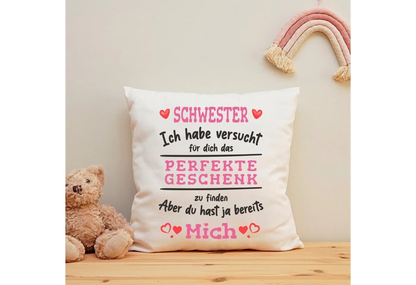 GRAVURZEILE Zierkissen mit Spruch - Das Perfekte Geschenk - Für Familie & Freunde - Schwester - mit Füllung - Bild 5