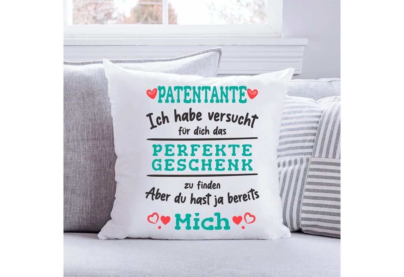 GRAVURZEILE Zierkissen mit Spruch - Das Perfekte Geschenk - Für Familie & Freunde - Patentante