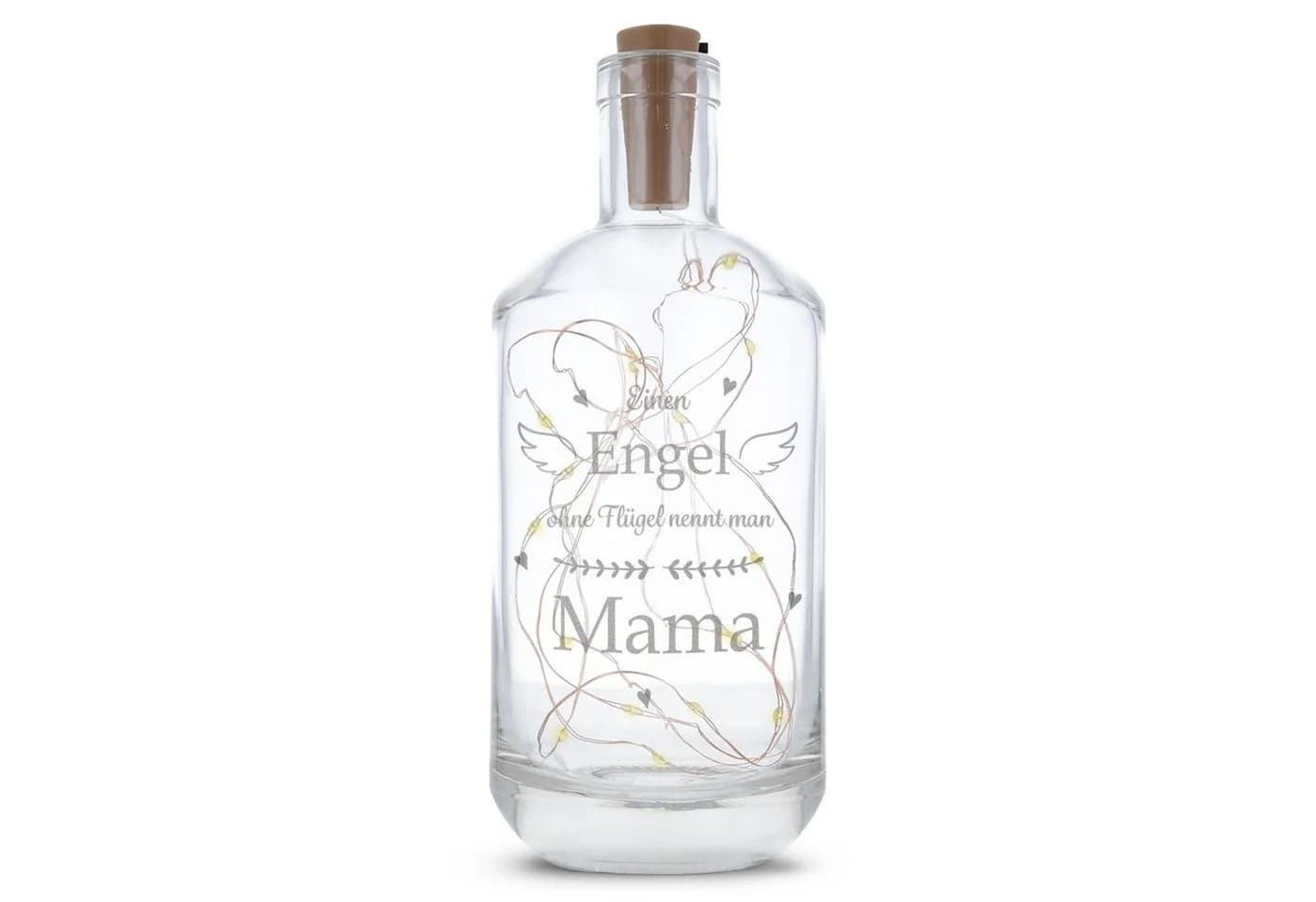 GRAVURZEILE Lichterkette Flasche mit Gravur Engel ohne Flügel nennt man Mama - Bild 2