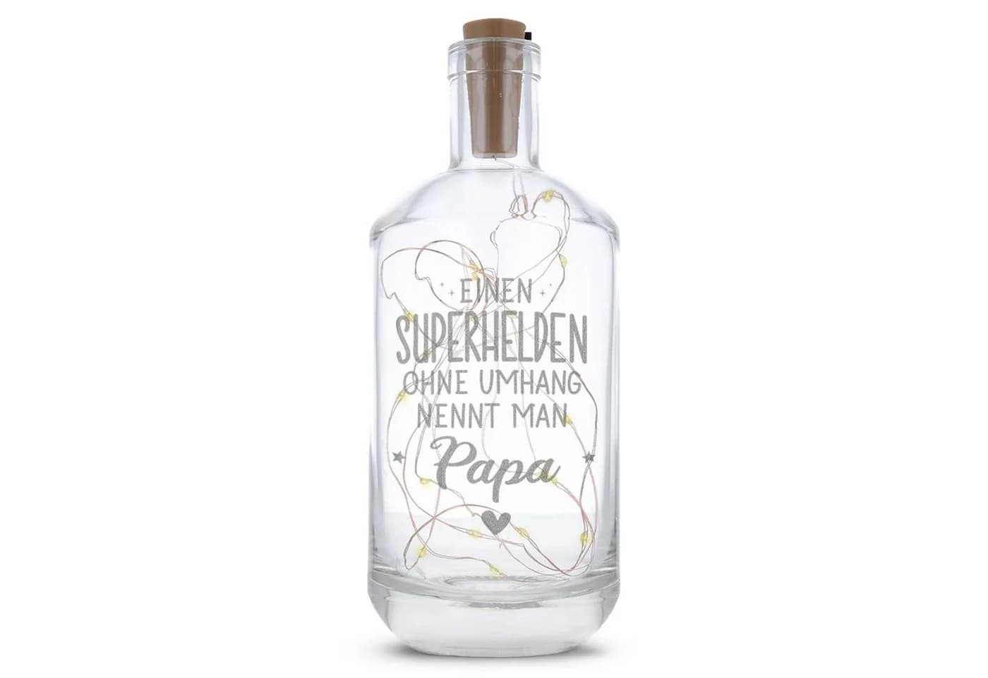 GRAVURZEILE Lichterkette Flasche mit Gravur Superheld Papa 20 LEDs - Bild 2