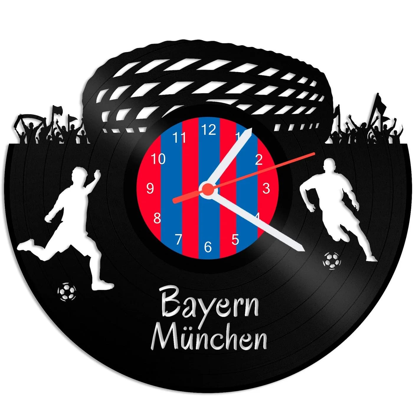 GRAVURZEILE Wanduhr Schallplattenuhr Bayern München Schwarz - Bild 2