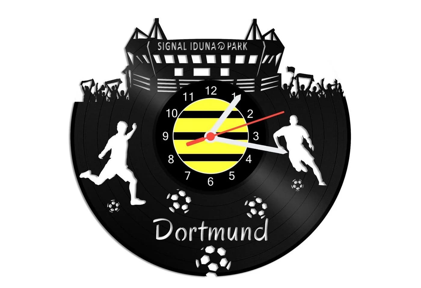 GRAVURZEILE Wanduhr Schallplattenuhr Dortmund 100% Vereinsliebe Fußball - Bild 2