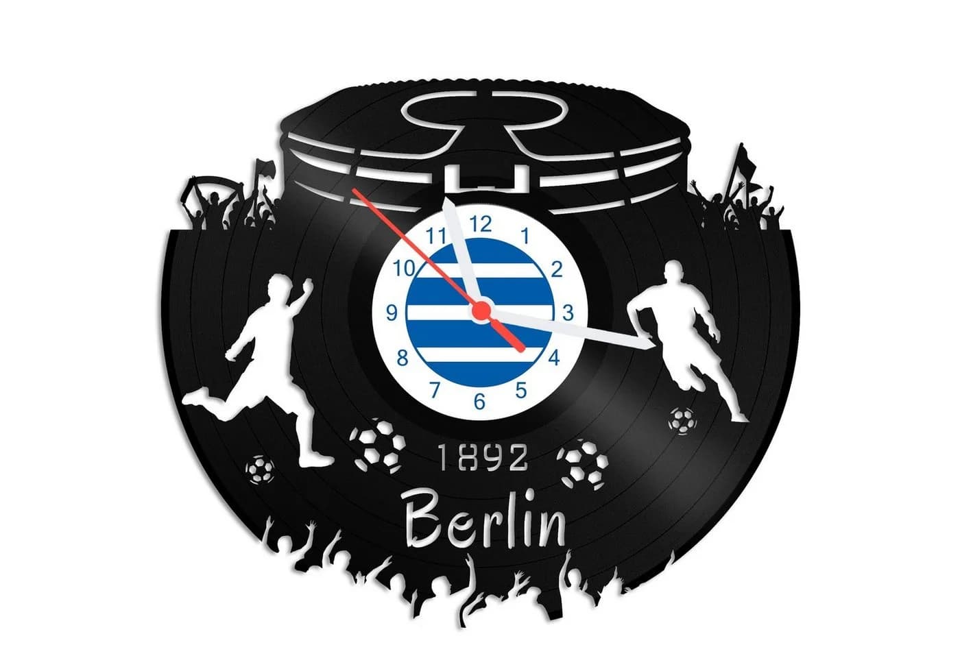 GRAVURZEILE Wanduhr Schallplattenuhr Berlin Retro Schwarz - Bild 2