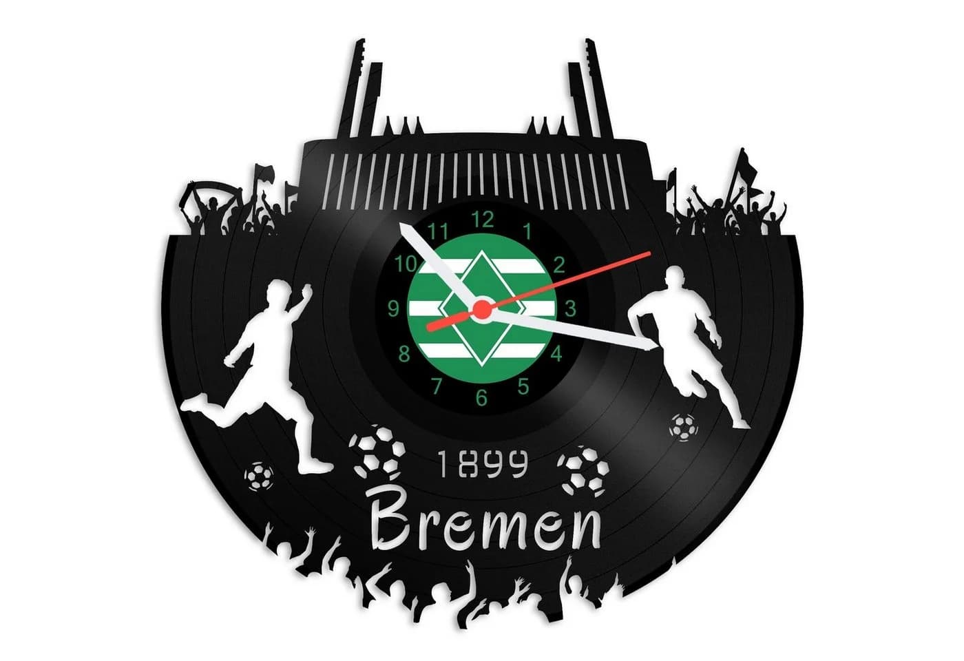 GRAVURZEILE Wanduhr Schallplattenuhr Bremen Schwarz - Bild 2
