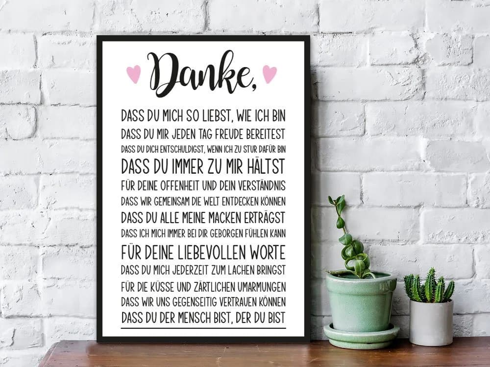 GRAVURZEILE Holzbild mit Spruch Danke Holzschild