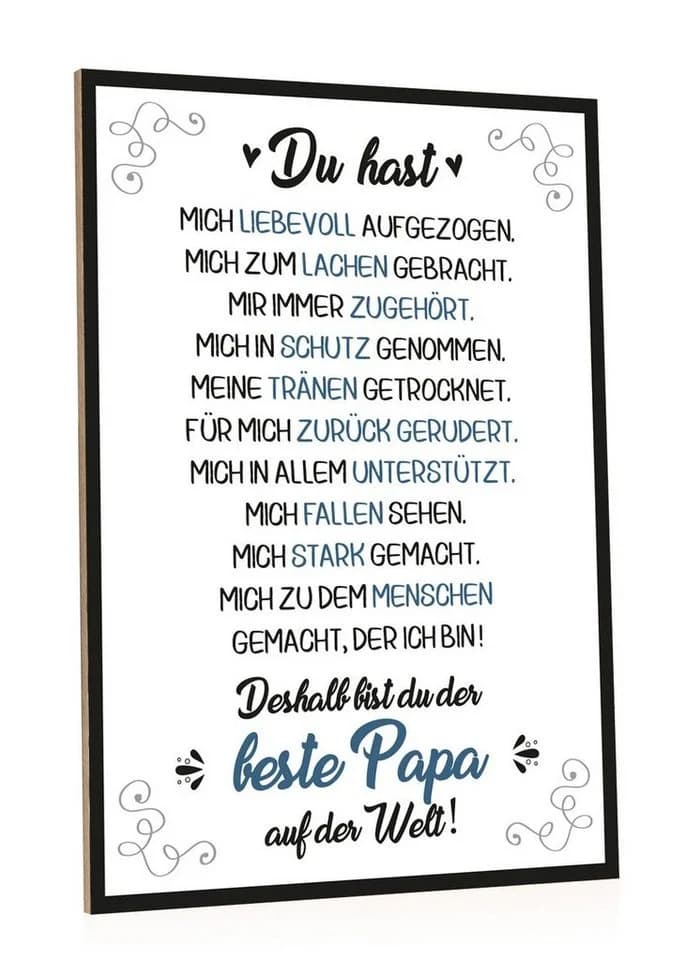 GRAVURZEILE Holzbild mit Spruch Bester Papa der Welt Kunstdruck - Bild 2