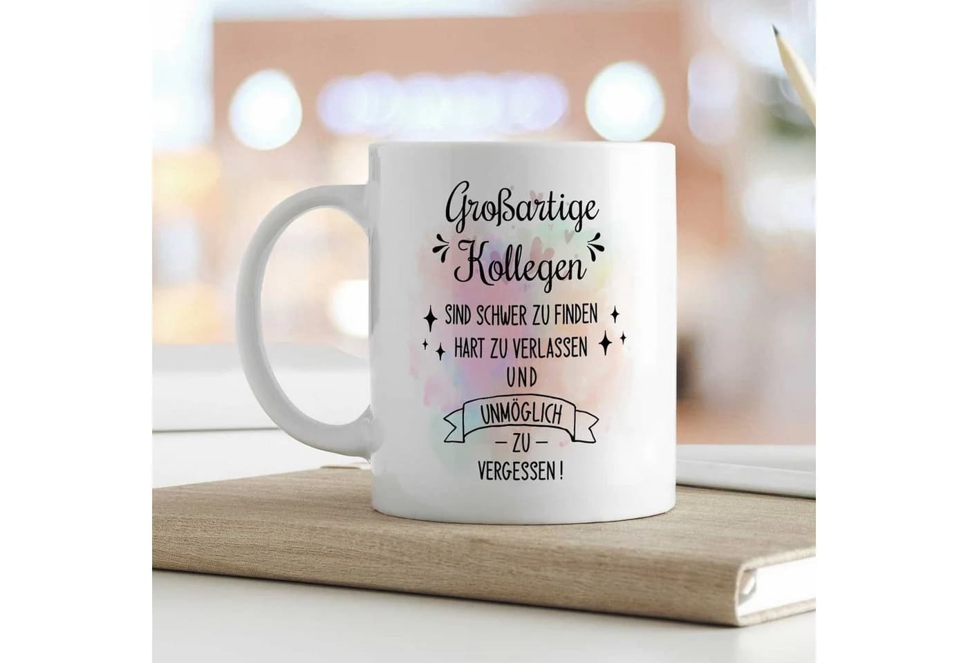 GRAVURZEILE Keramiktasse Weiß mit Spruch