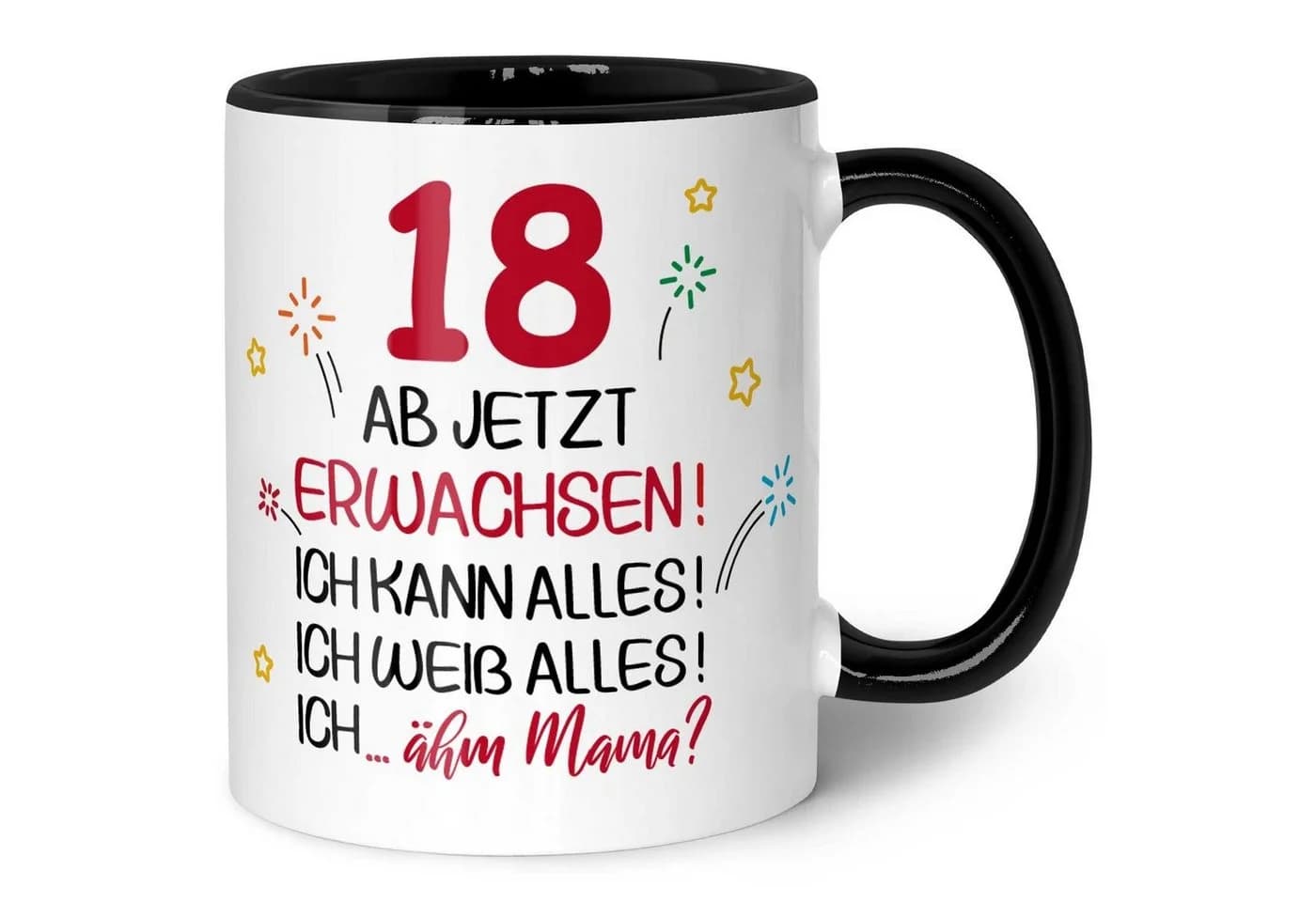 GRAVURZEILE Keramiktasse 18 ab jetzt erwachsen Schwarz/Weiß - Bild 2