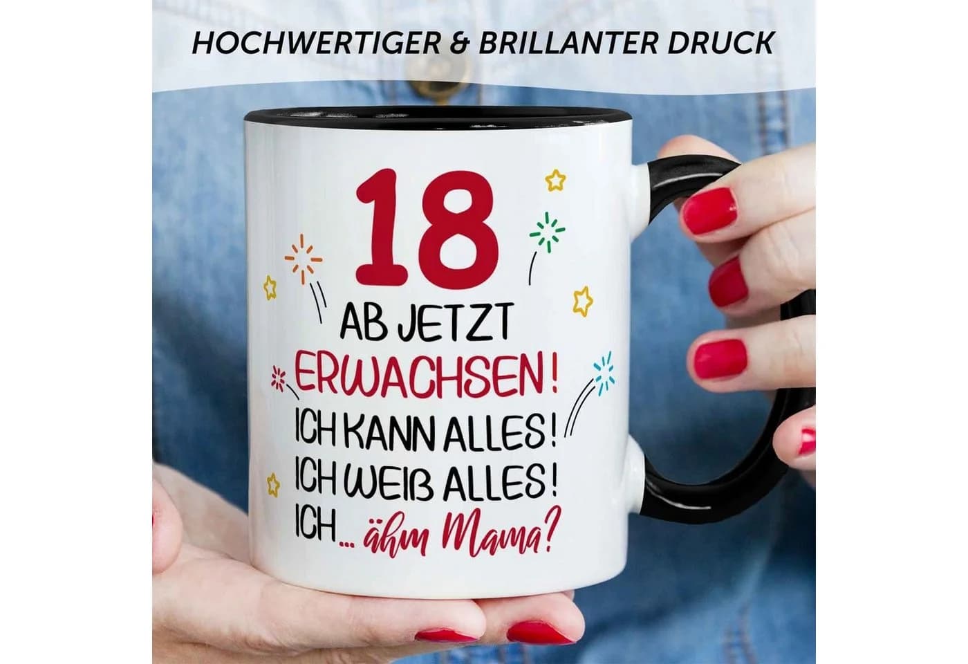 GRAVURZEILE Keramiktasse 18 ab jetzt erwachsen Schwarz/Weiß - Bild 4