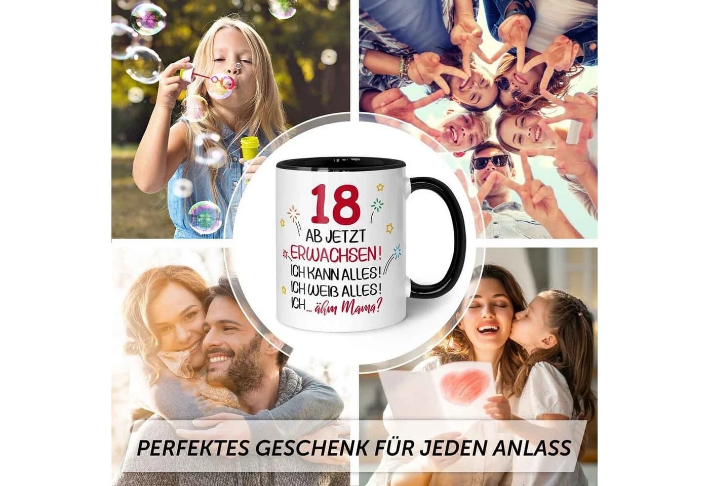 GRAVURZEILE Keramiktasse 18 ab jetzt erwachsen Schwarz/Weiß - Bild 5