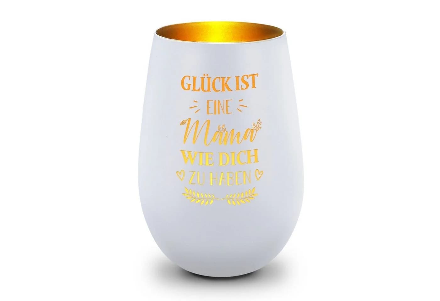 GRAVURZEILE Windlicht aus Glas mit Gravur - Weiß/Gold - Bild 2