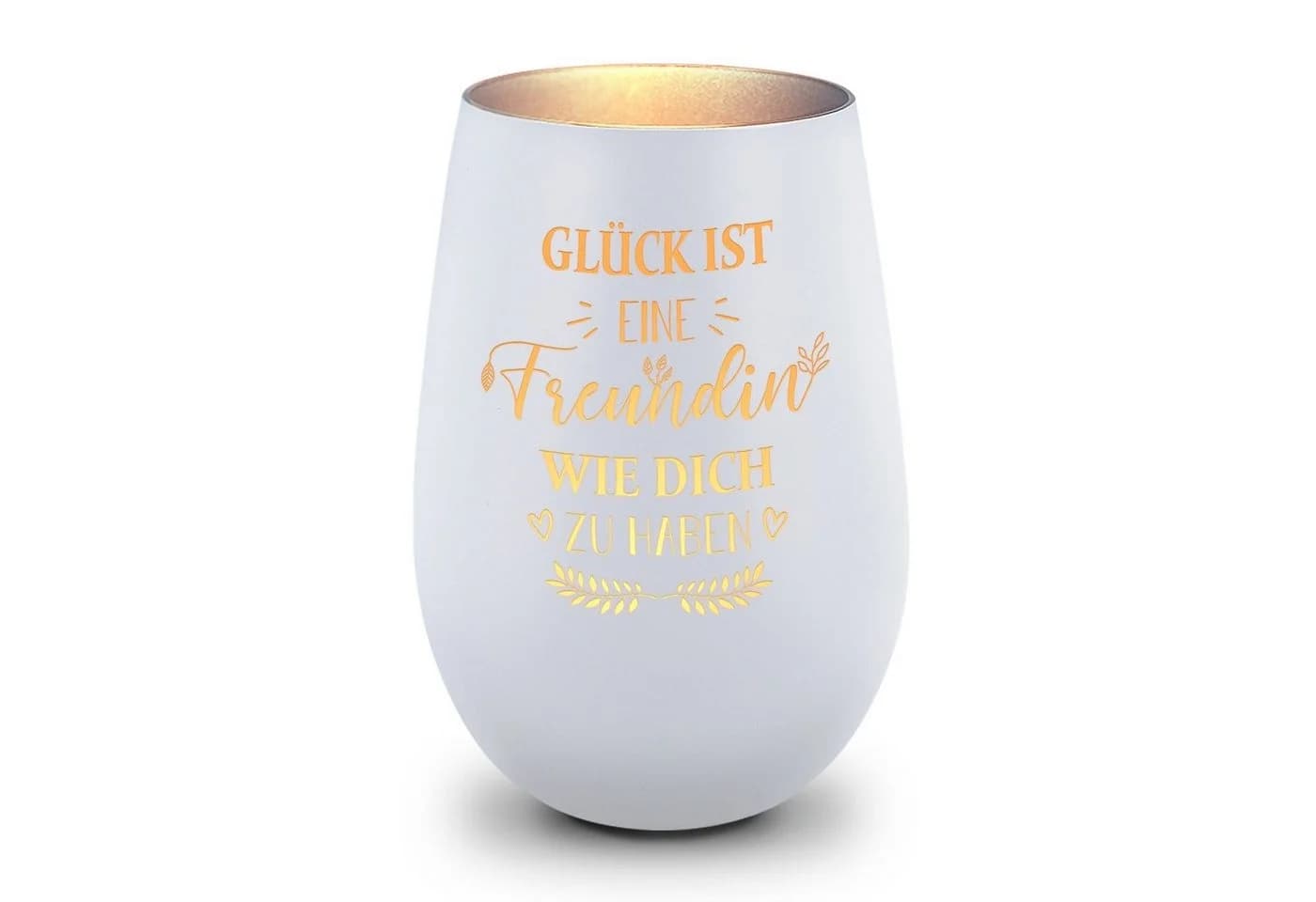 GRAVURZEILE Windlicht Glas mit Lasergravur Weiß/Silber - Bild 2