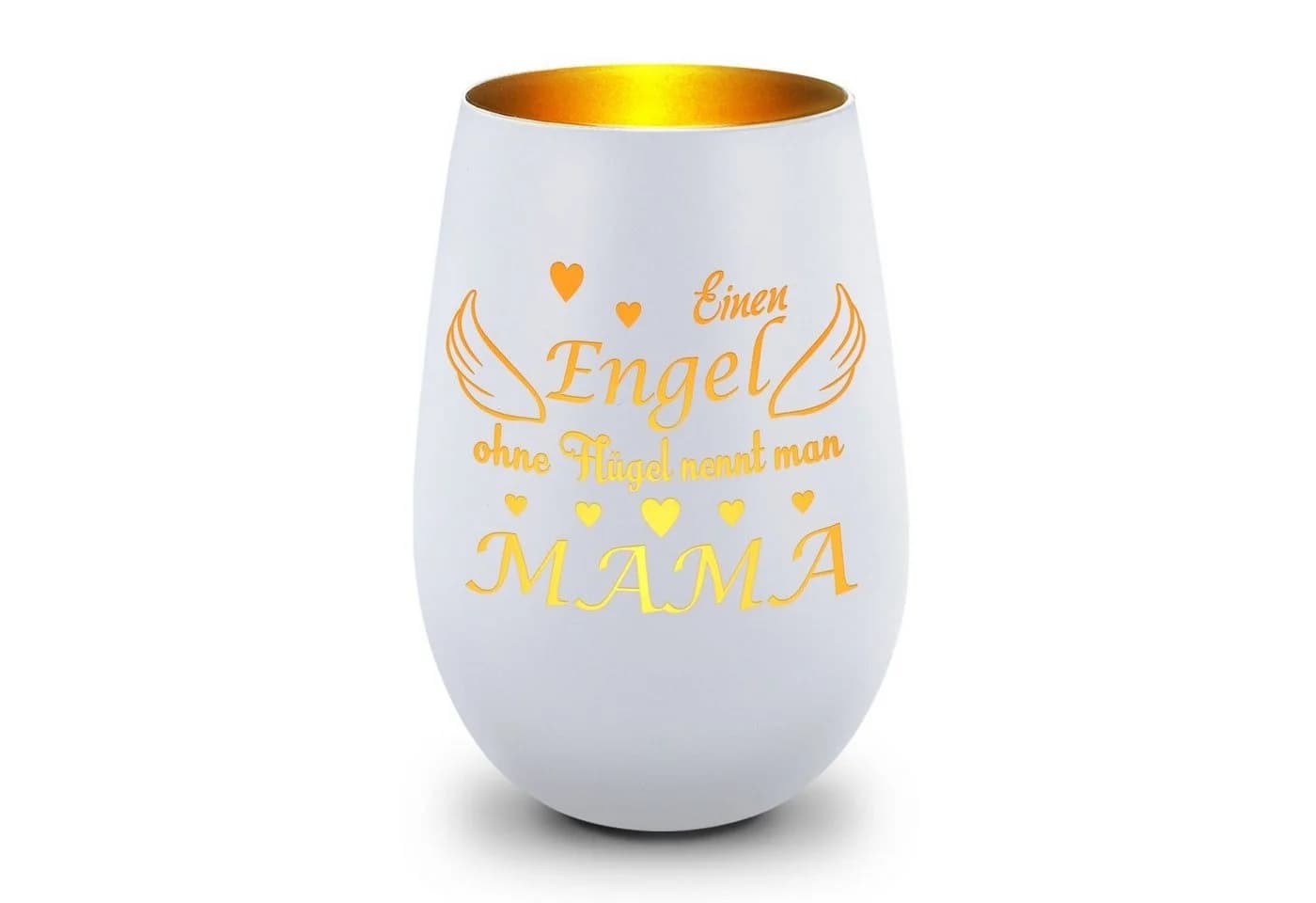 GRAVURZEILE Windlicht aus Glas mit Gravur Weiß/Gold - Bild 2