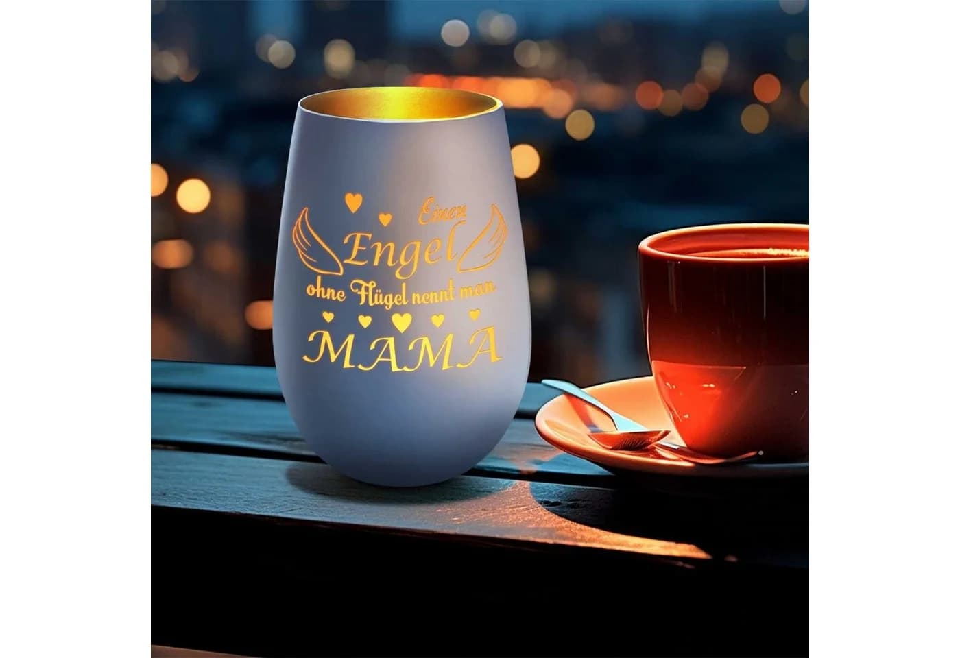 GRAVURZEILE Windlicht aus Glas mit Gravur Weiß/Gold - Bild 5