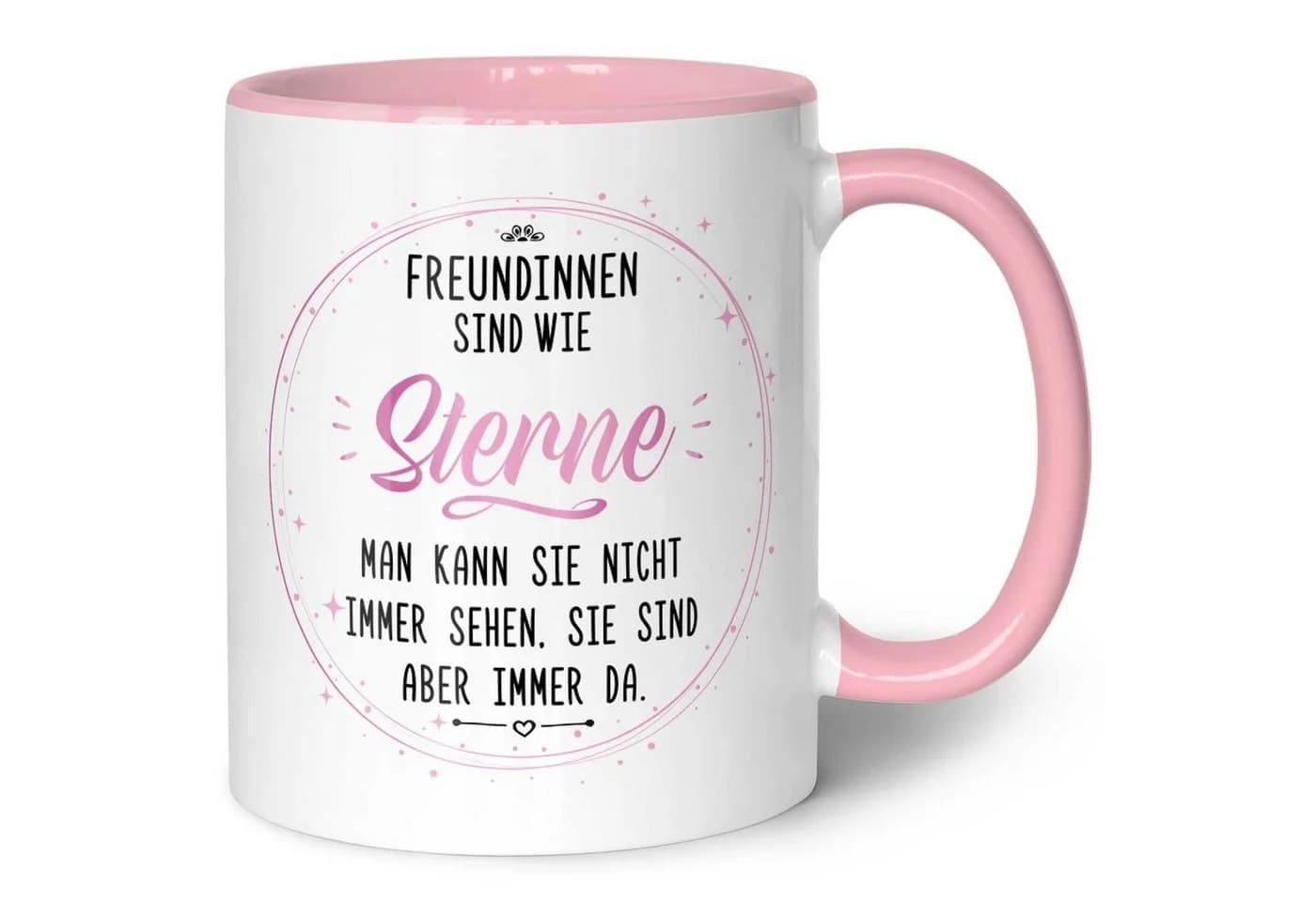 GRAVURZEILE Tasse bedruckt mit Spruch Freundinnen sind wie Sterne Rosa - Bild 2