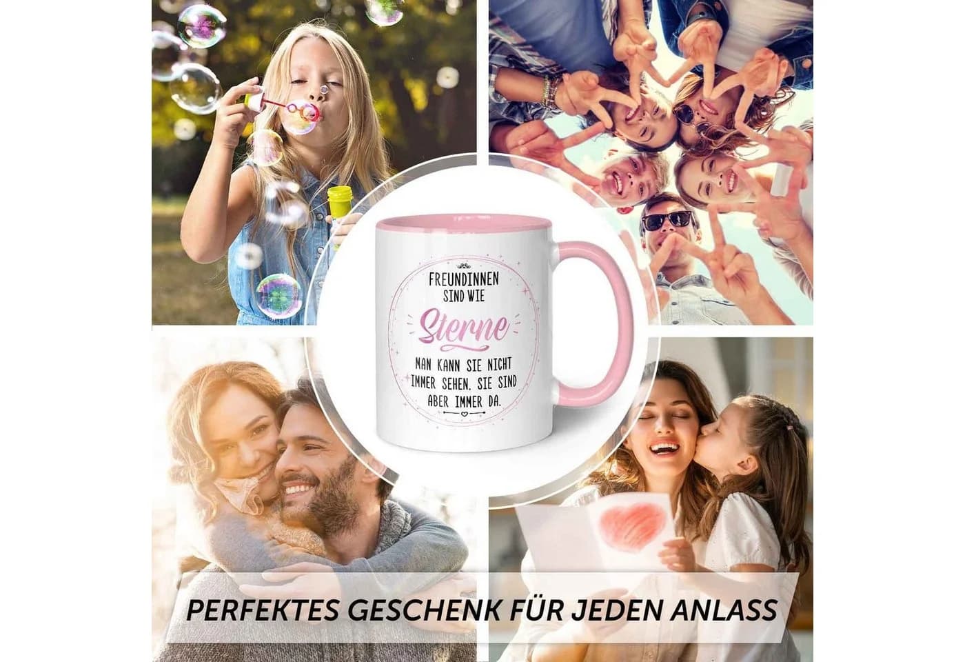 GRAVURZEILE Tasse bedruckt mit Spruch Freundinnen sind wie Sterne Rosa - Bild 5