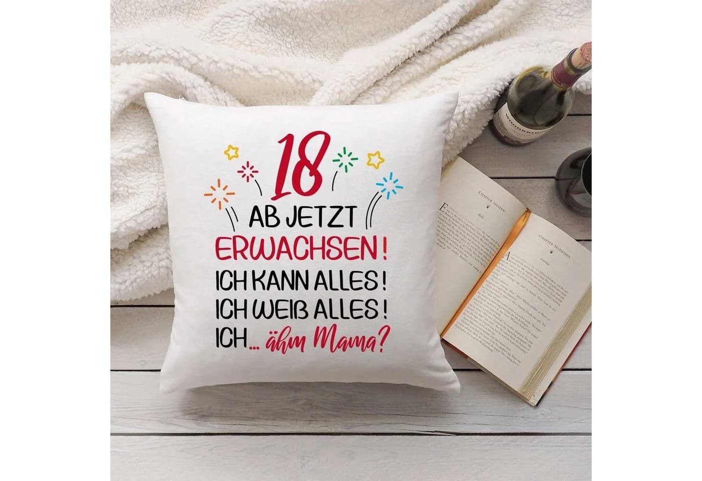 GRAVURZEILE Zierkissen Motiv Ab jetzt erwachsen 18 - Bild 4