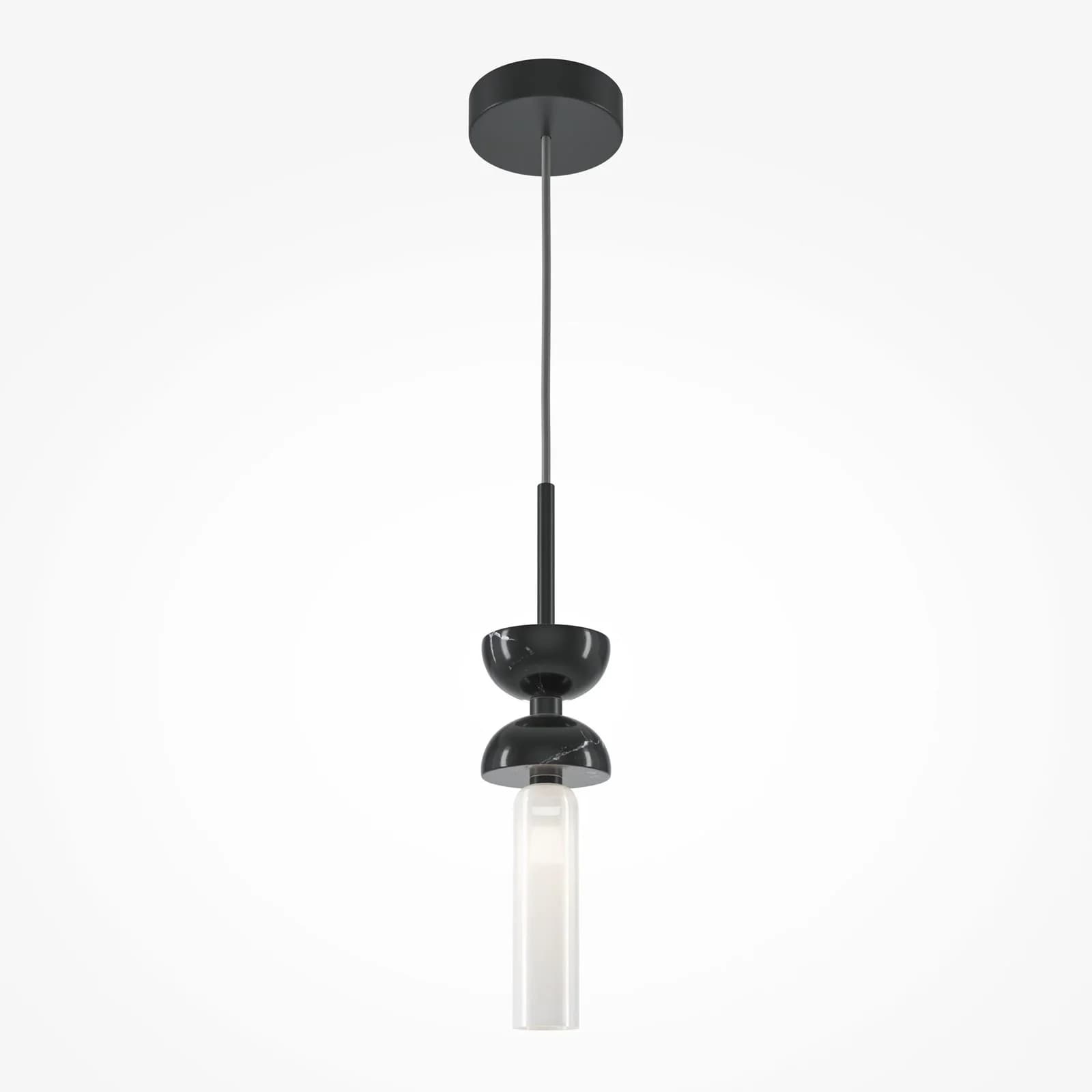 Maytoni Hängeleuchte Kyoto, Schwarz, Ø 10 cm, Marmor, Glas