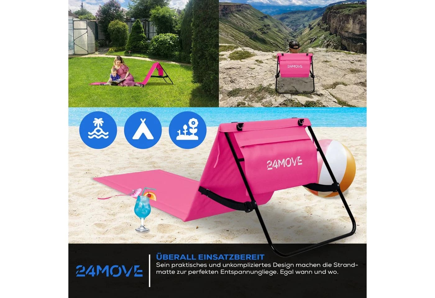 24Move Strandtuch gelb faltbar mit Tragetasche - Bild 5