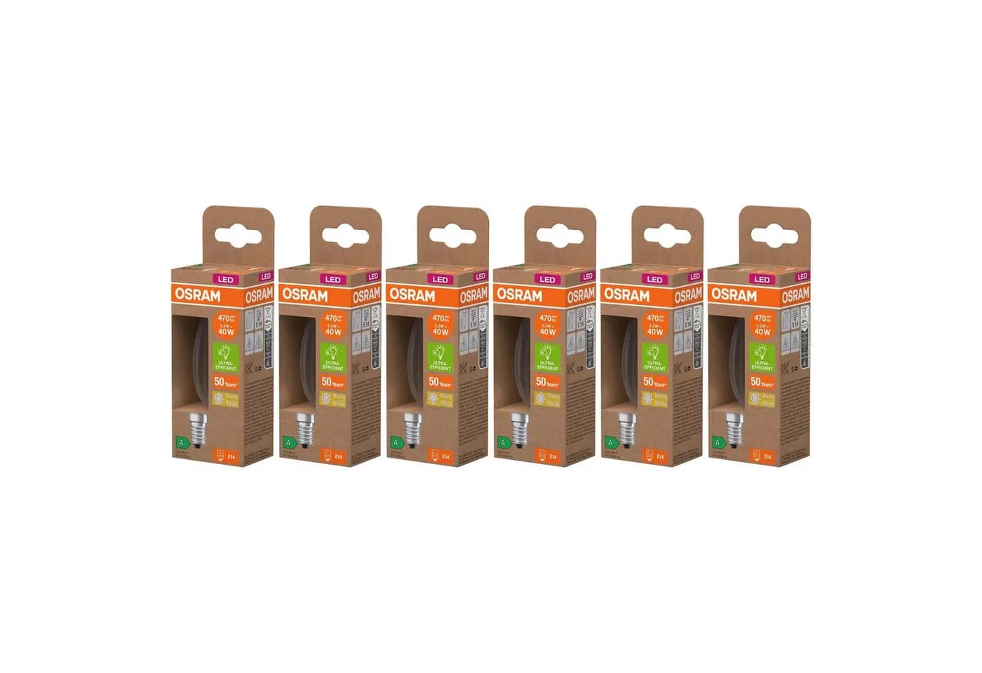 Osram LED LSSPCLB40 Kerzenlampe E14 2700K Warmweiß 6er-Pack - Bild 2