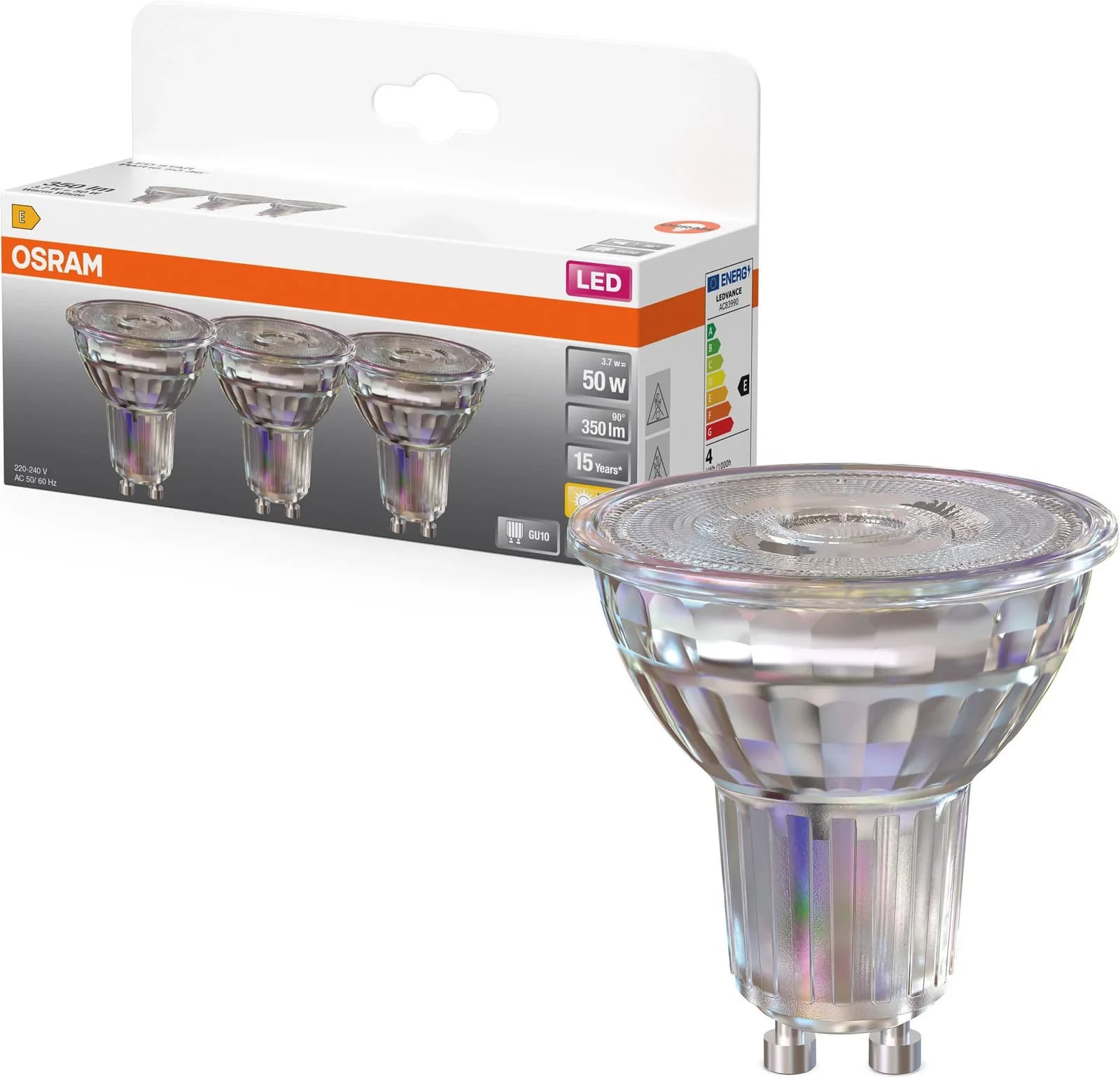 OSRAM LED-Spot PAR16 Reflektor GU10 Warmweiß 3,7W 3er Set